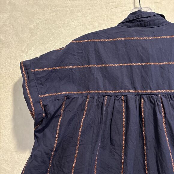 Madewell Hilltop Shirt Jacquard Stripe Button Front Collared Women's Size Medium - Picture 7 of 13